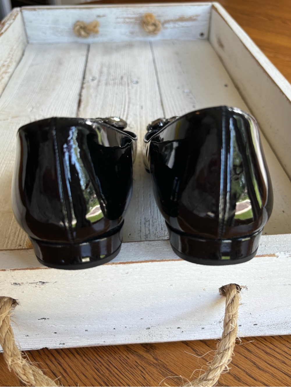 KATE SPADE $228 • fit like 6.5 • 2011 • Size 7 Black Patent Jewel Ballet Flats - Picture 9 of 12